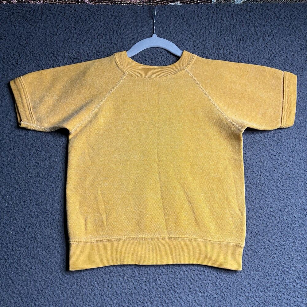 Vintage 60s Penney's Short Sleeve Sweatshirt Gold Yellow Raglan Kids Youth Small